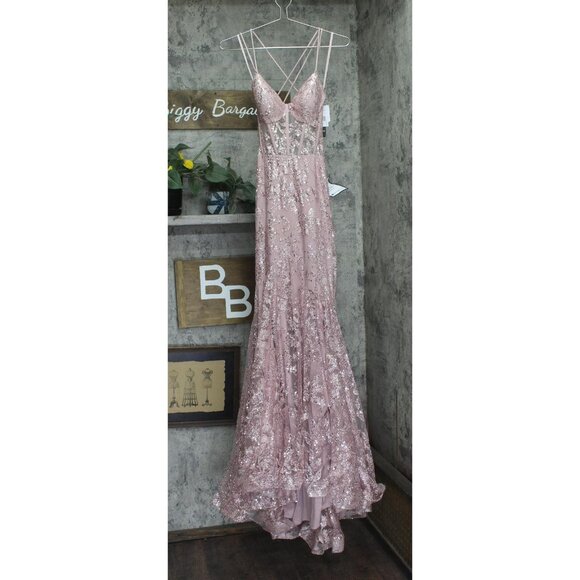 Blondie Nites Dresses & Skirts - Blondie Nites Juniors Sequined Corset-Bodice Gown Dress 3960BN Rose Pink 7